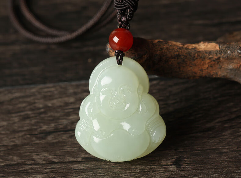 七夕情人节礼物和田玉弥勒佛公吊坠白玉笑佛大肚佛玉石挂件本命年项链