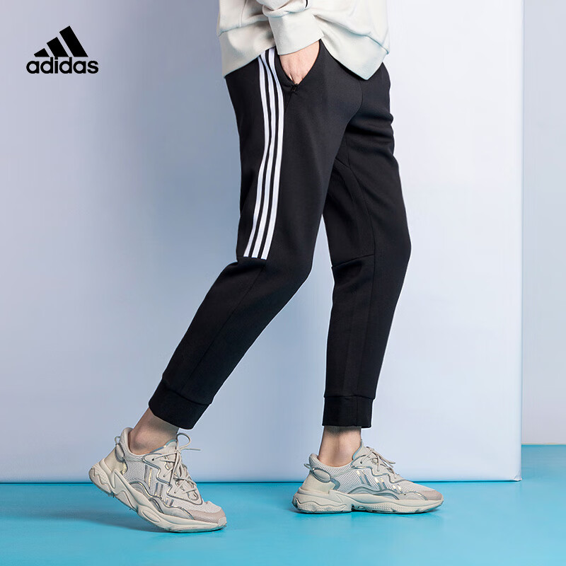 adidas阿迪达斯男裤夏季薄款运动裤休闲透气时尚舒适三条纹经典长裤子