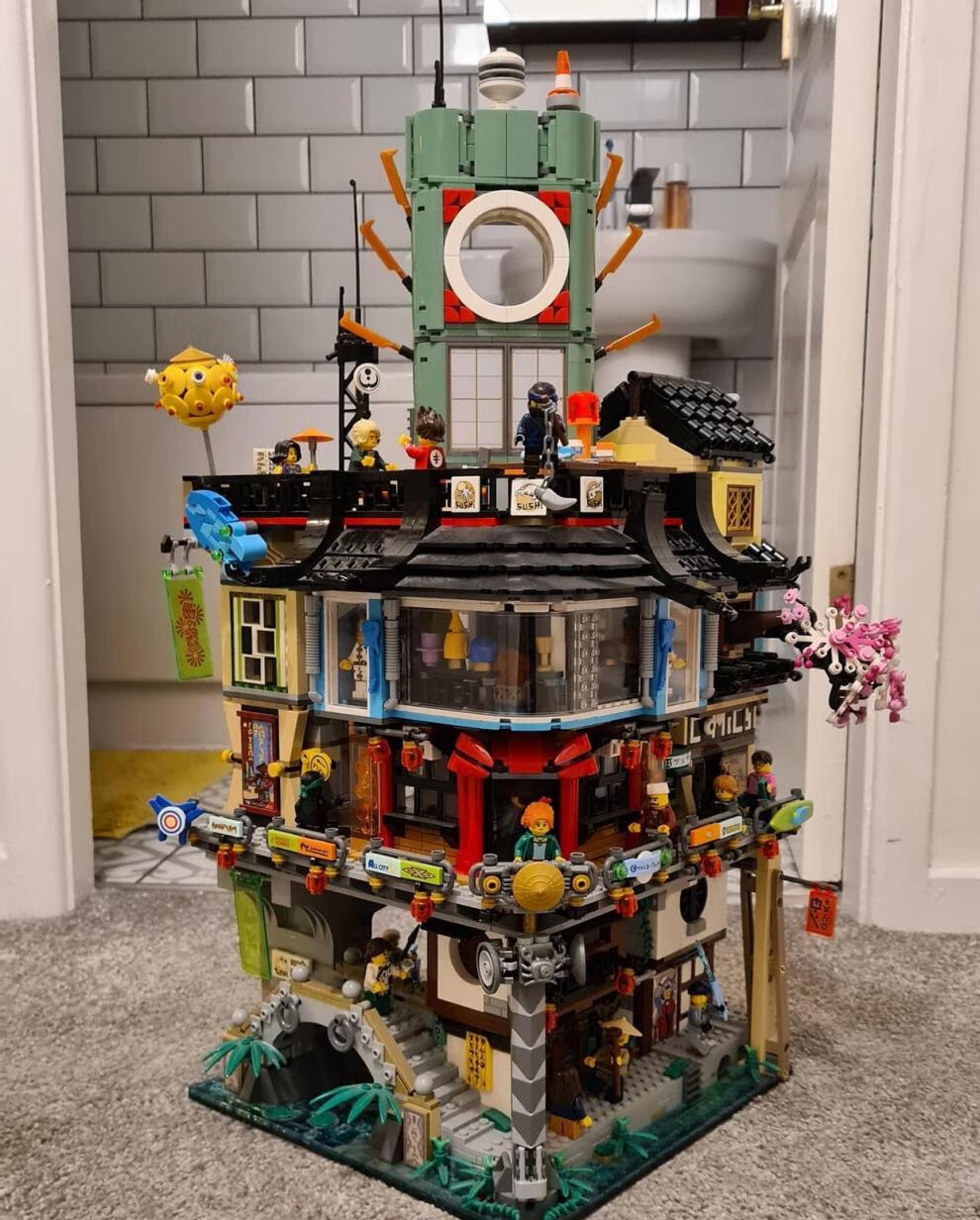 幻影忍者系列忍者花园城市总部大楼码头船成人高难度积木玩具 忍者城