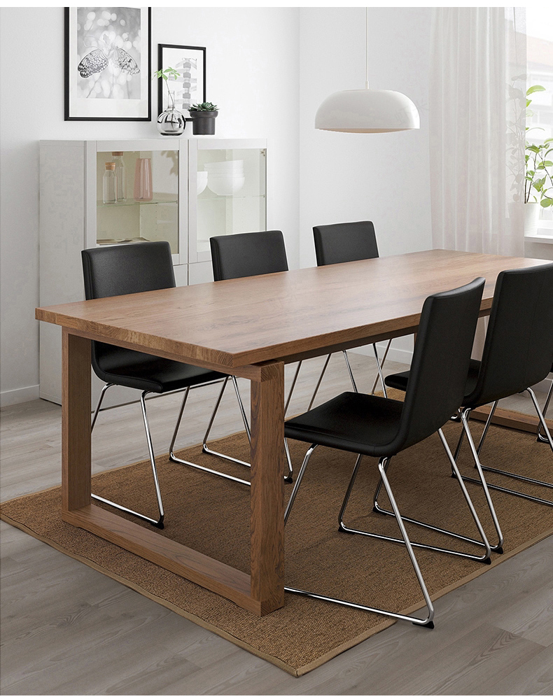 领道北欧餐桌简约白蜡木家具长条家用餐台洽谈工作台 200*80*75cm