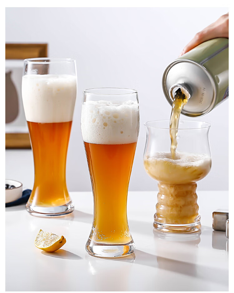 扎啤杯精酿啤酒杯家用大容量网红创意扎啤杯玻璃酒杯500ml啤酒杯子