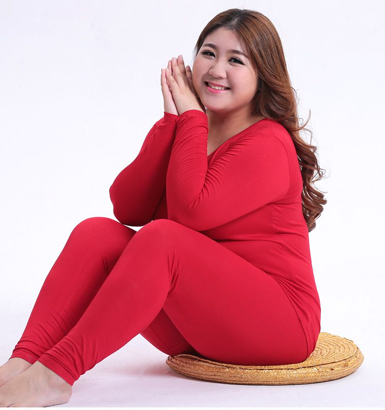 秋衣秋裤女大码特大码秋衣秋裤套装女200斤 棉加绒胖mm加肥加大保暖