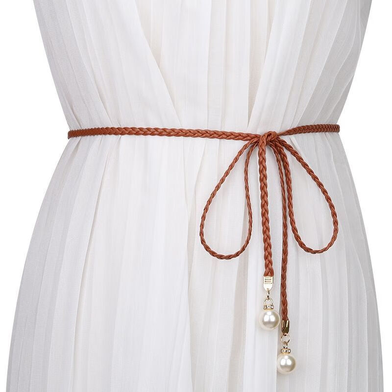 腰绳女时尚时尚编织腰绳女装饰小腰带女士连衣裙子百搭皮带简约打结