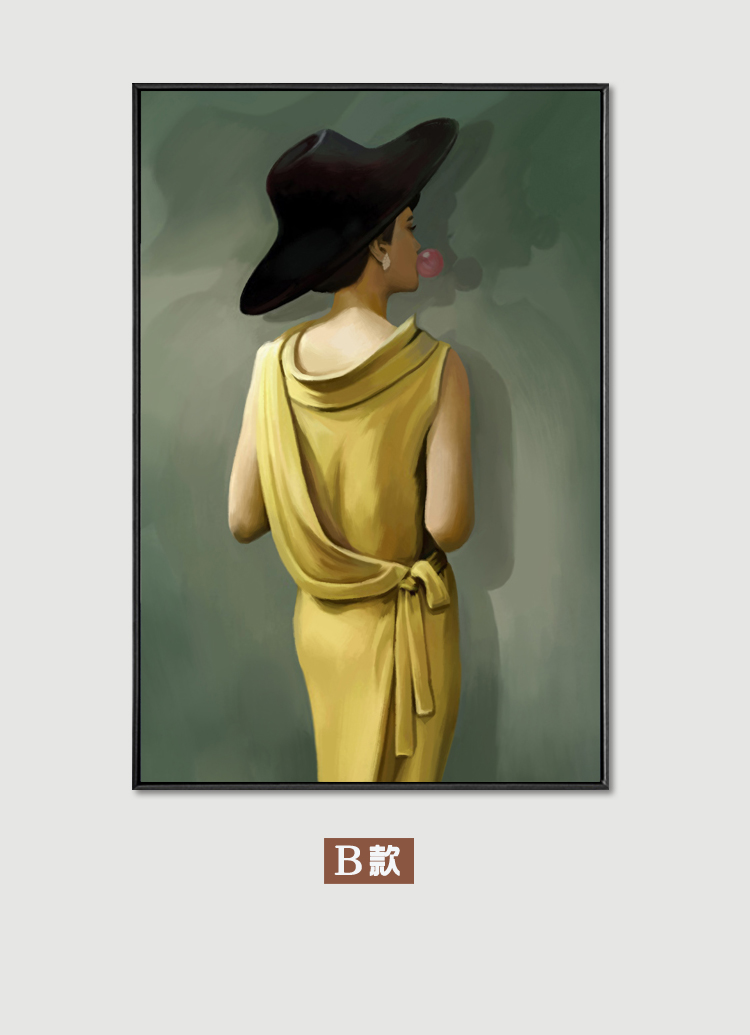 魅各 现代轻奢客厅人物艺术挂画女子背影文艺装饰画网红壁画样板服装
