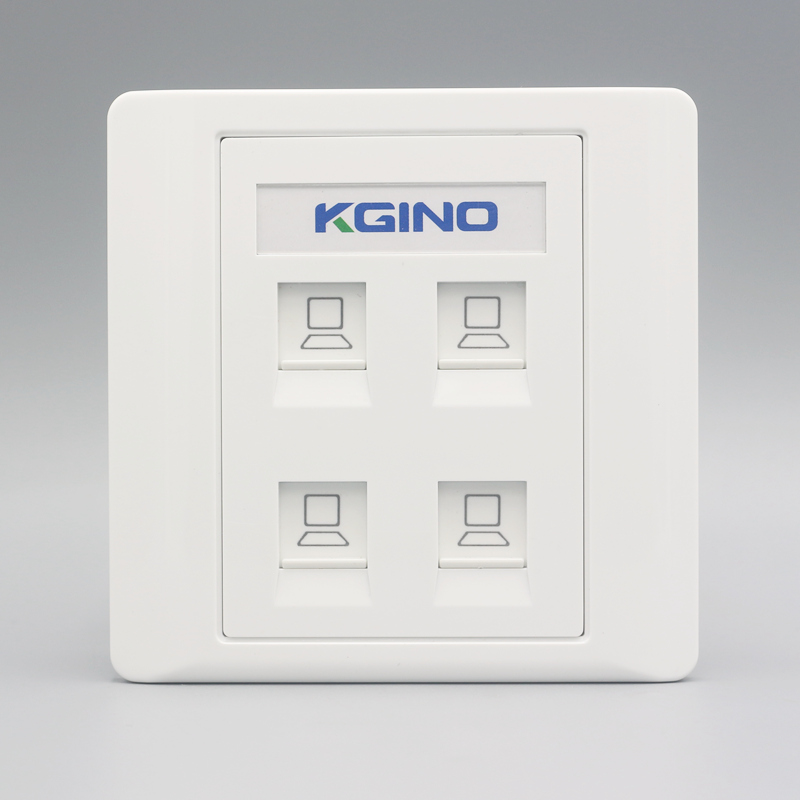 86型单口网络电话插座二位双口网线电脑模块免打三口四孔网络面板 双