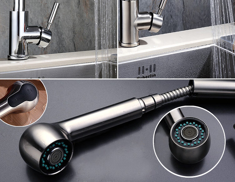 抽拉式水龙头配件喷头小花洒头洗手池洗脸盆面盆手持两功能出水嘴d9亮