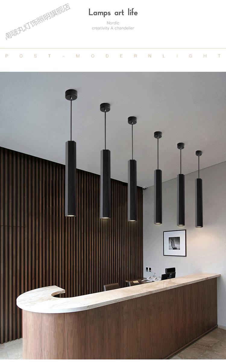 吧台酒店展厅吊线灯餐厅前台长筒工程卧室现代简约个性创意小吊灯
