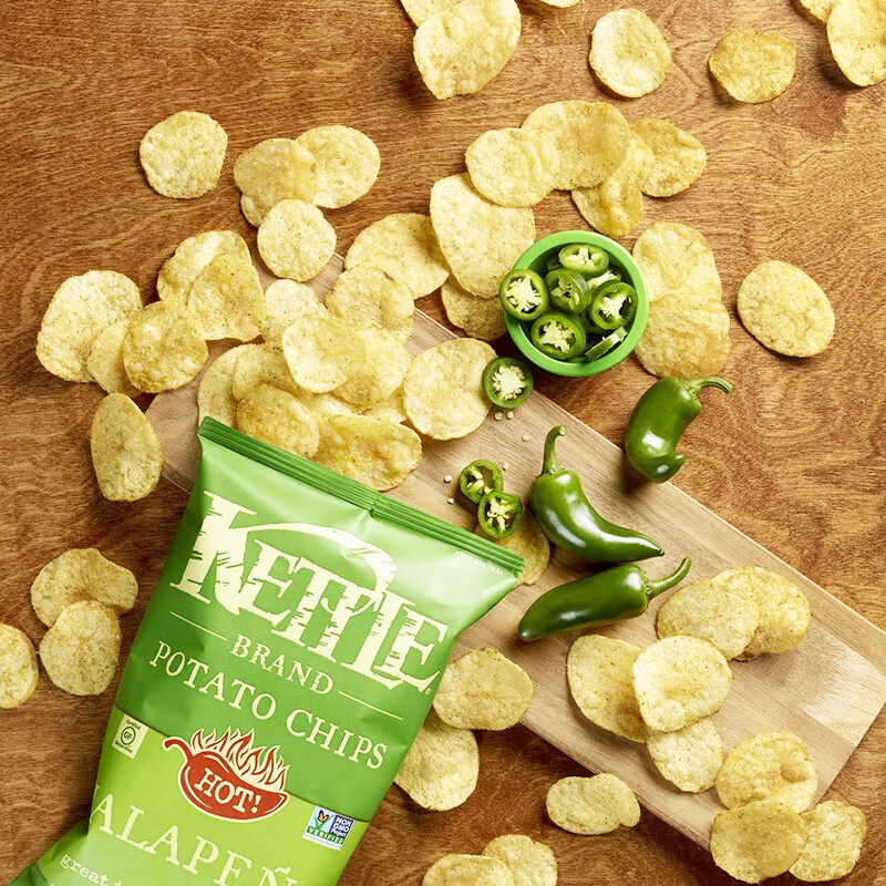kettle薯片142g现货美国凯蒂手制薯片香醋芥末蜜糖海盐味办公休闲零食