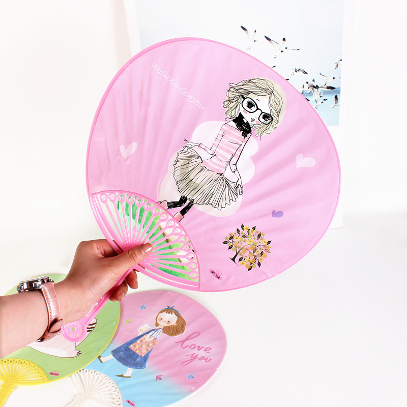 鹤彩 可爱扇子卡通圆扇夏季儿童塑料扇子可爱折叠迷你便携小扇子塑料
