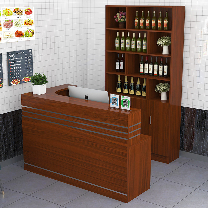 饭店吧台带转角收银台落地酒柜组合餐馆酒店酒架前台桌接待台吧台12米