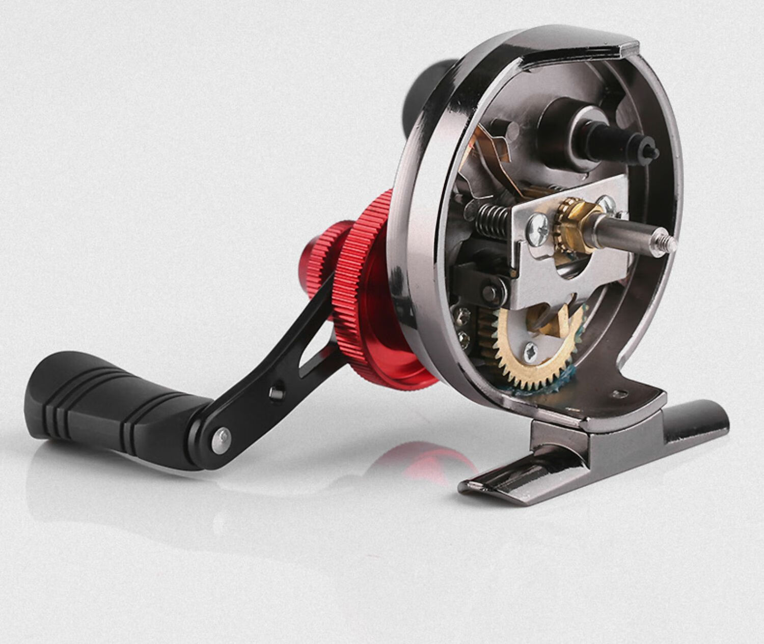 全金属冰钓渔轮微铅磁力缓降筏钓轮筏竿桥钓伐钓前打轮阀竿半金属带