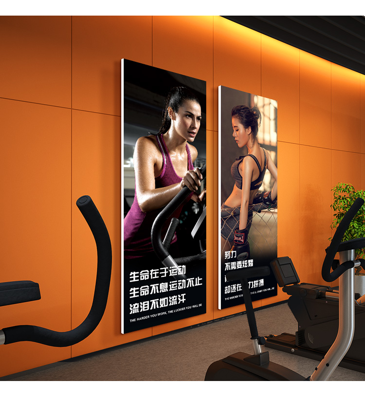 健美健身海报健身房装饰画健美运动励志宣传海报壁画肌肉男美女马甲线