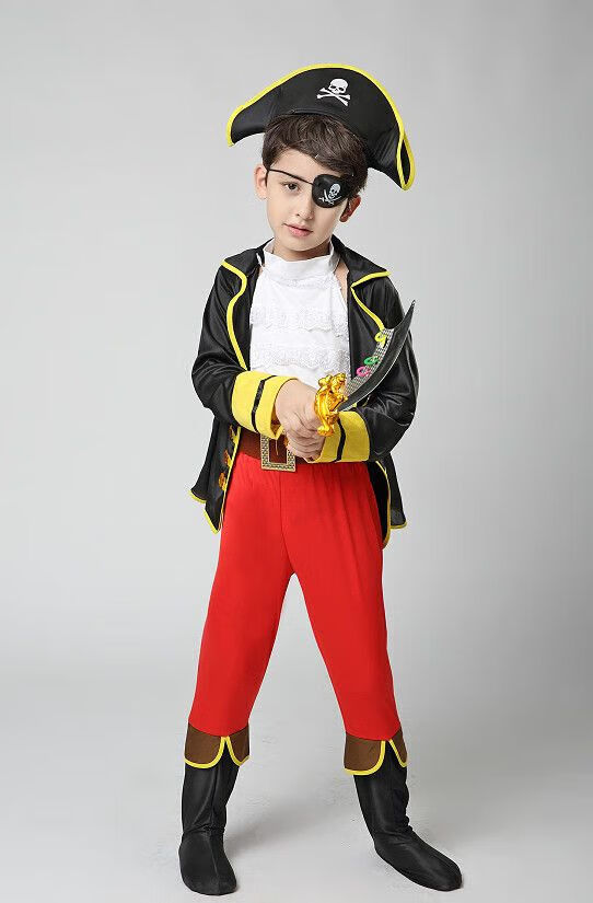 悍匪套装 万圣节儿童海盗服装杰克船长表演服cosplay服饰儿童加勒 140