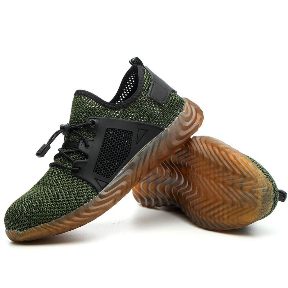 防钉穿刺工地鞋劳保鞋男钢包头防砸防刺穿工地鞋透气轻便耐磨绿36