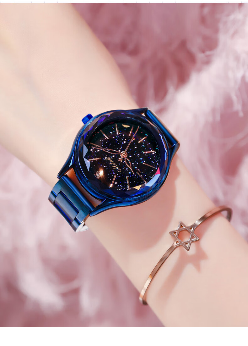 yngfn网红满天星空手表女士ins风2021年简约气质学生女款防水女表花型
