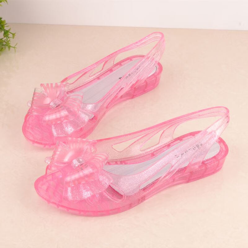 会发光的玫瑰闺蜜凉鞋夏搞笑水晶拖鞋玫瑰花水晶鞋搞怪女透明闪光 3