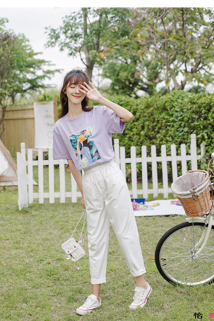 怡慕夕时尚休闲套装女夏季宽松中学生高中初中生女生短袖套装衣服夏天