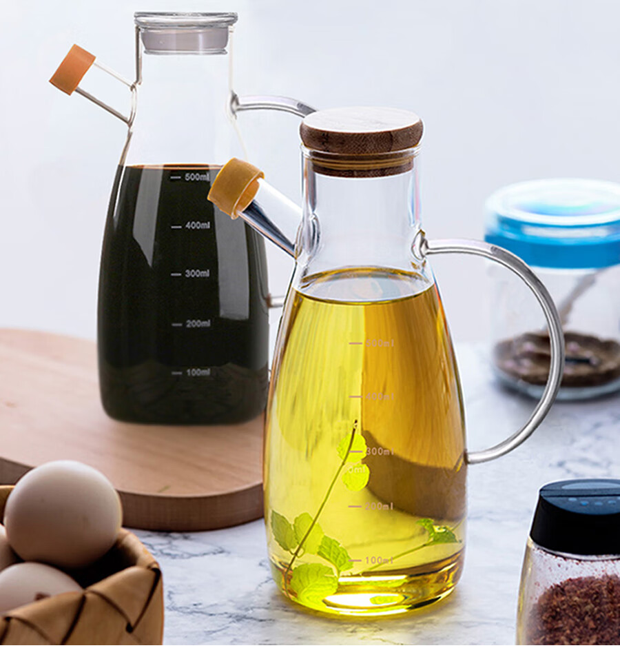 玻璃控酱油壶大储醋瓶装油瓶 日式防漏厨房盐调料瓶罐家用zb 玻璃盖款