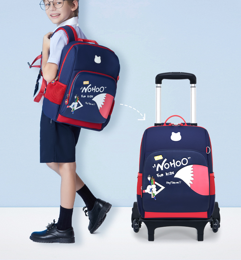 诺狐小学生拉杆书包儿童双肩包男女孩两用大容量轻便护脊减负书包