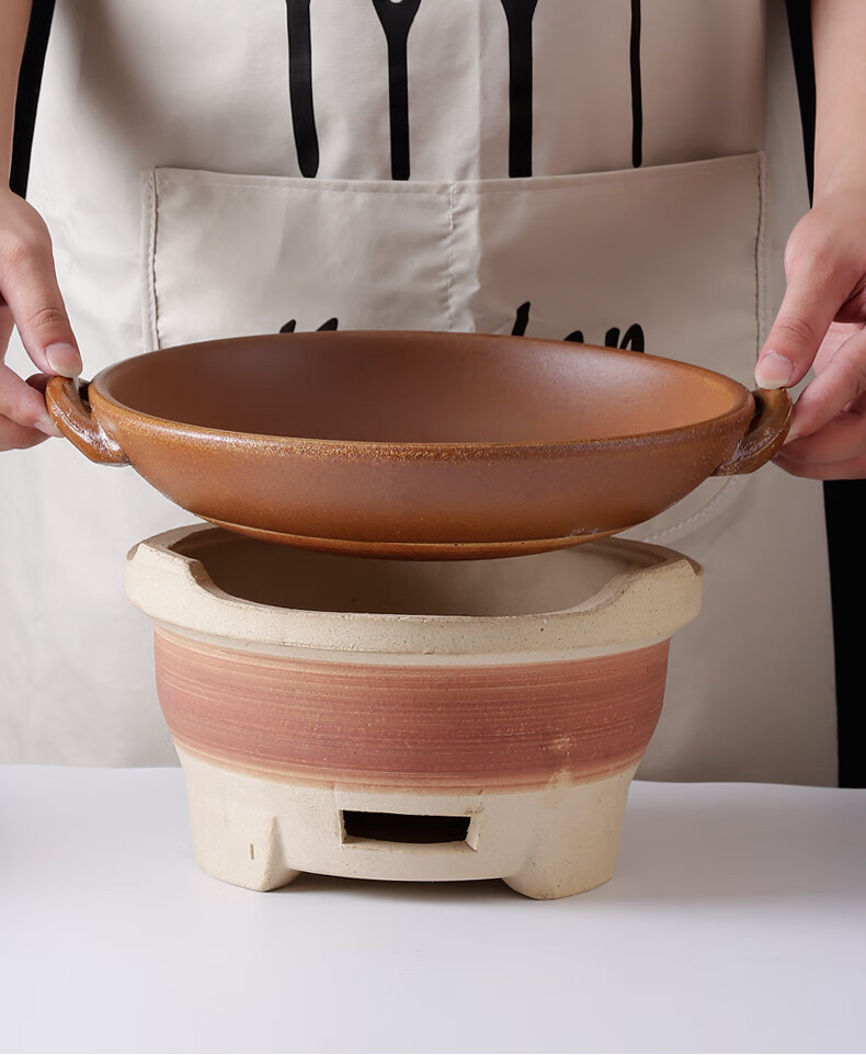 土陶炭炉港式耐高温干烧砂锅饭店干锅菜锅小火锅熬汤炖肉锅中号双耳锅