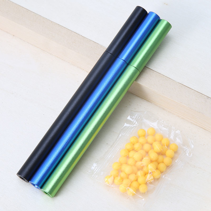 合金噼啪筒可发射软弹8090后怀旧玩具仿竹子玩具竹筒枪竹管炮蓝色绿色