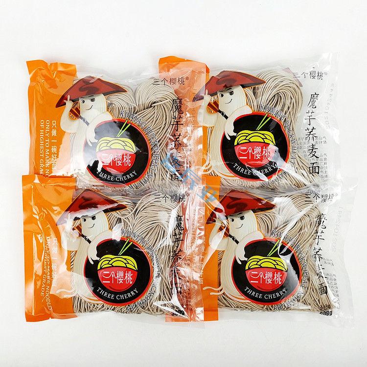 三个樱桃荞麦面400g6袋待煮凉拌半干湿面条美味健身肪荞麦面400g6袋