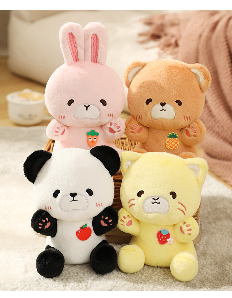 网红同款可爱水果熊猫兔子公仔毛绒玩具女生床上睡觉小动物娃娃抱枕