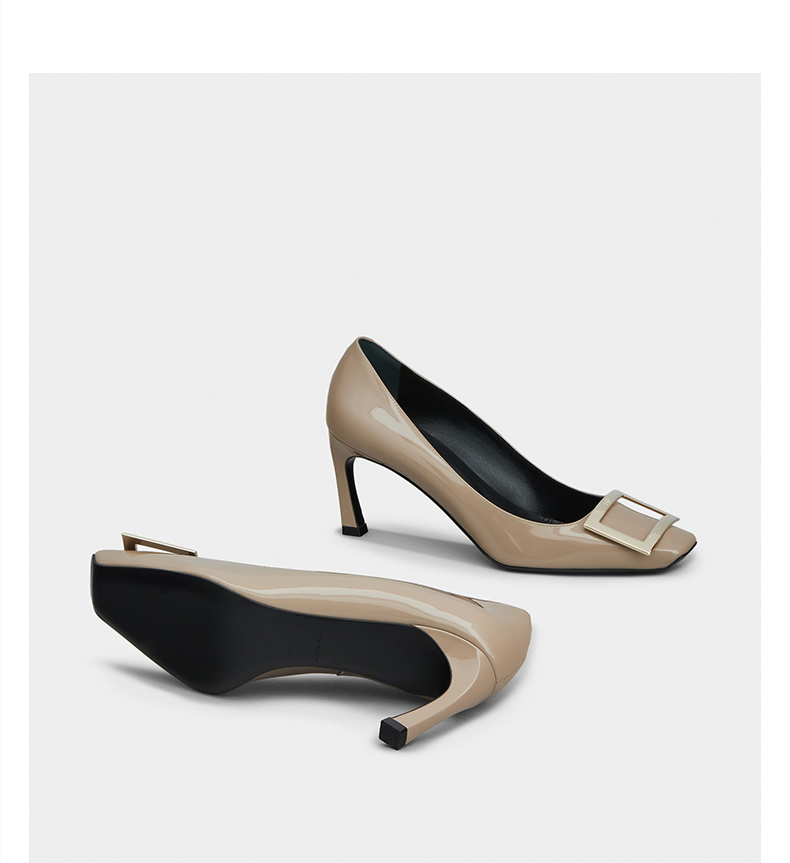 rogervivier /rv女鞋trompette经典方扣高跟鞋漆皮婚鞋喇叭跟单鞋