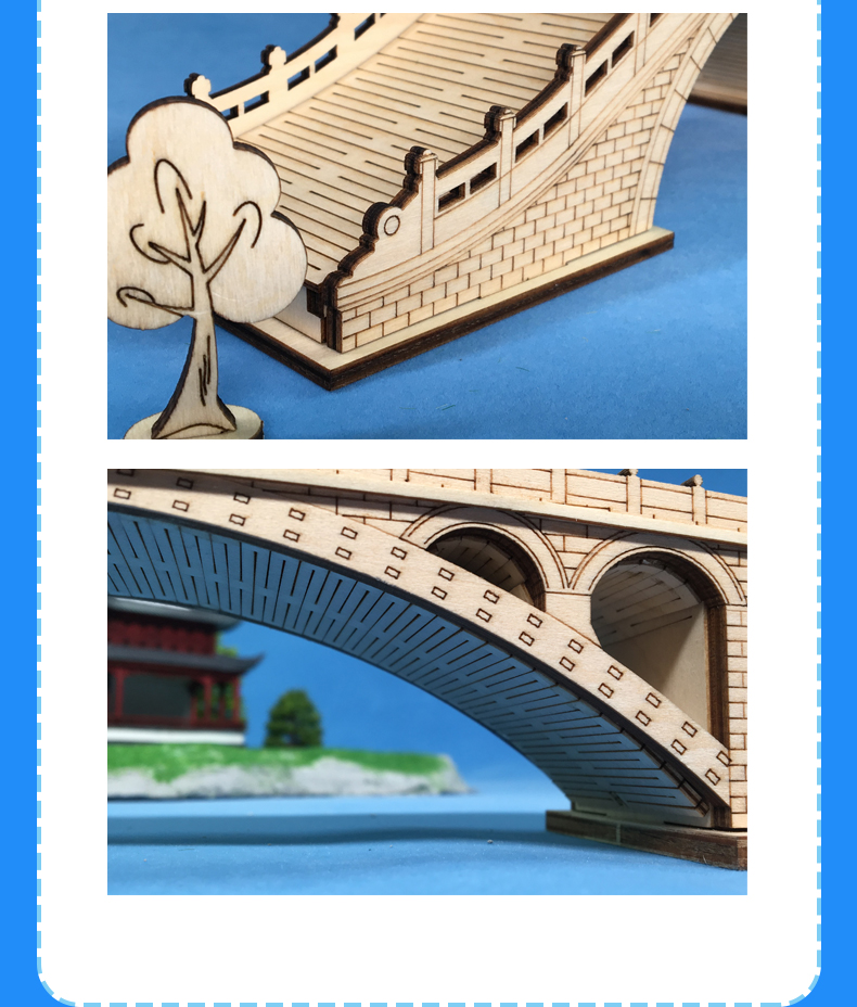 木结构桥梁模型制作拱建筑师手工制作材料包diy现代桥套材木制仿古