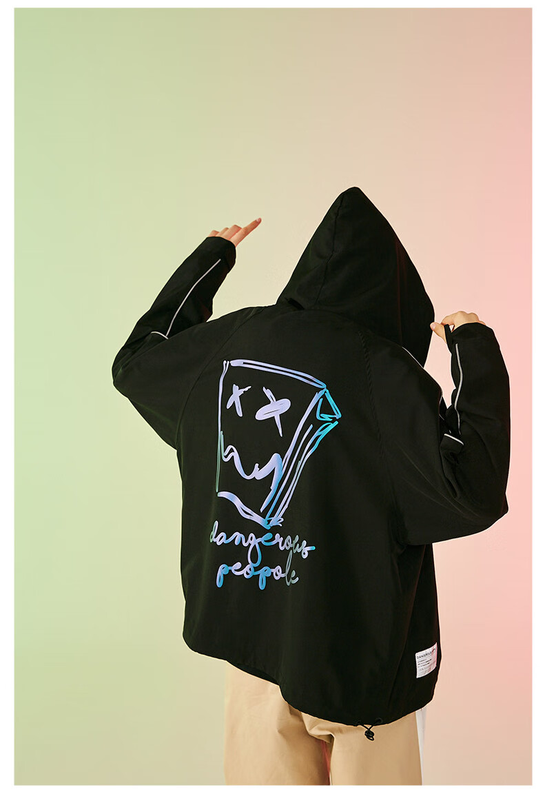 dangerouspeople薛之谦dsp纸袋人压膜潮流拉链开衫夹克外套黑色xl