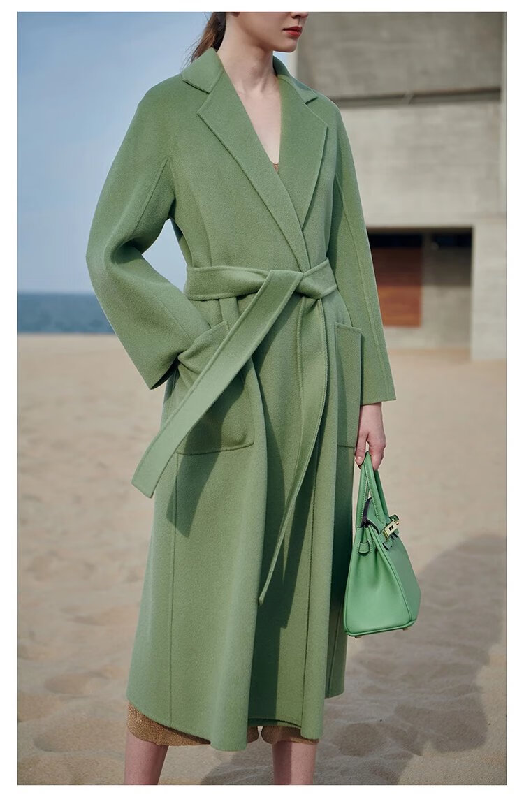 双面羊绒大衣女中长款牛油果绿高端labbro毛呢外套2022年 牛油果绿 xs