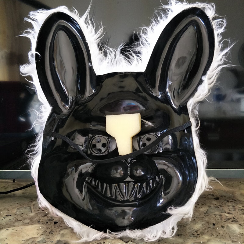 抖音同款血腥兔子面具恐怖化妆派对头套cos万圣节恐怖道具 血腥兔子