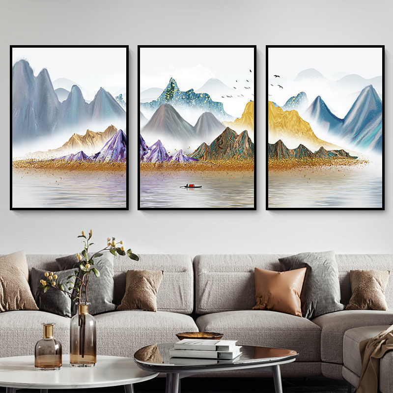 客厅装饰画新中式沙发背景墙现代简约壁画大气书房山水画墙面挂画