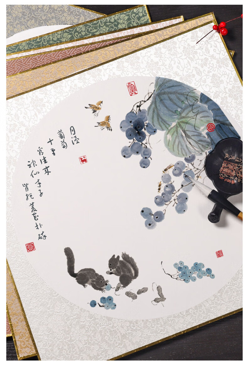 紫芳斋金边加厚宣纸卡纸精裱国画卡纸生宣绘画水墨画水彩画作品纸免