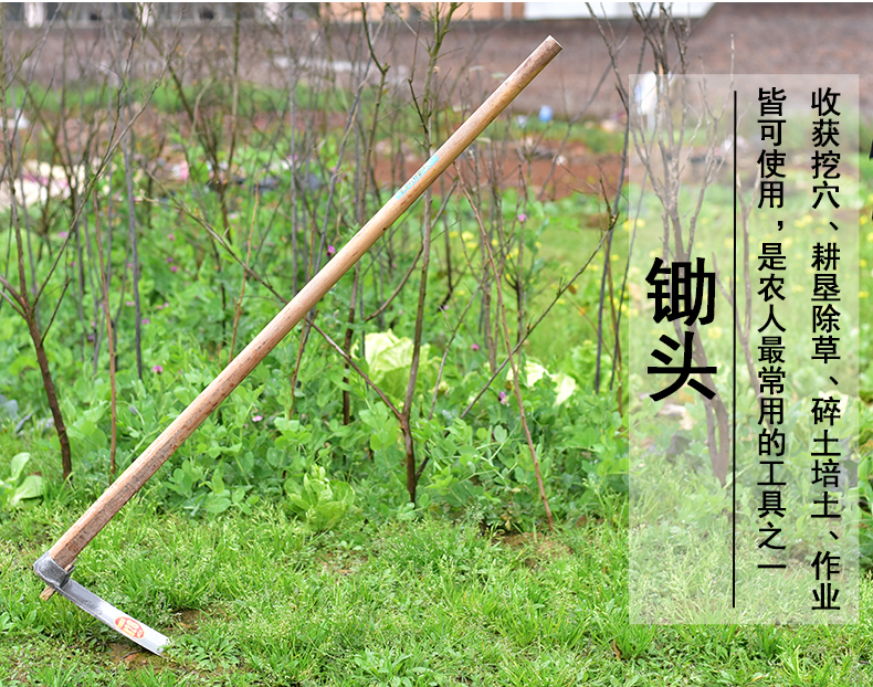 娴雅户外全钢长柄大锄头农用除草工具家用种菜挖土开荒挖笋锄特大锄头