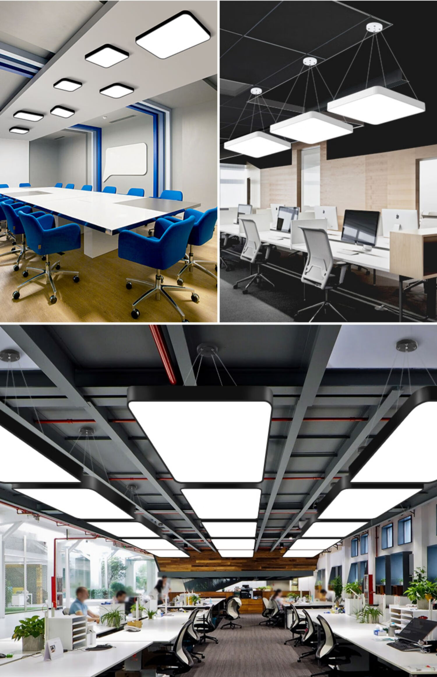 led超薄方形吊灯棋牌室办公室美发店网吧服装店麻将房专用照明灯 款30