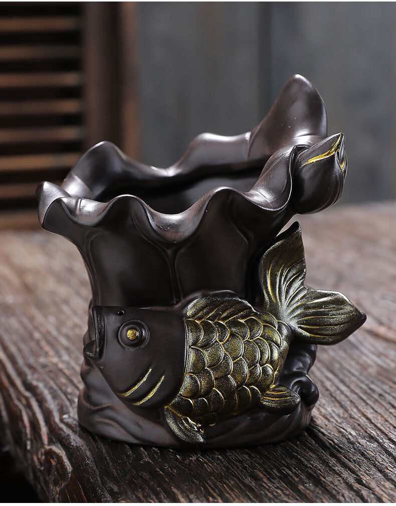 陶瓷笔筒ins高颜值创意个性简约办公桌面文具收纳盒多功能小摆件描金