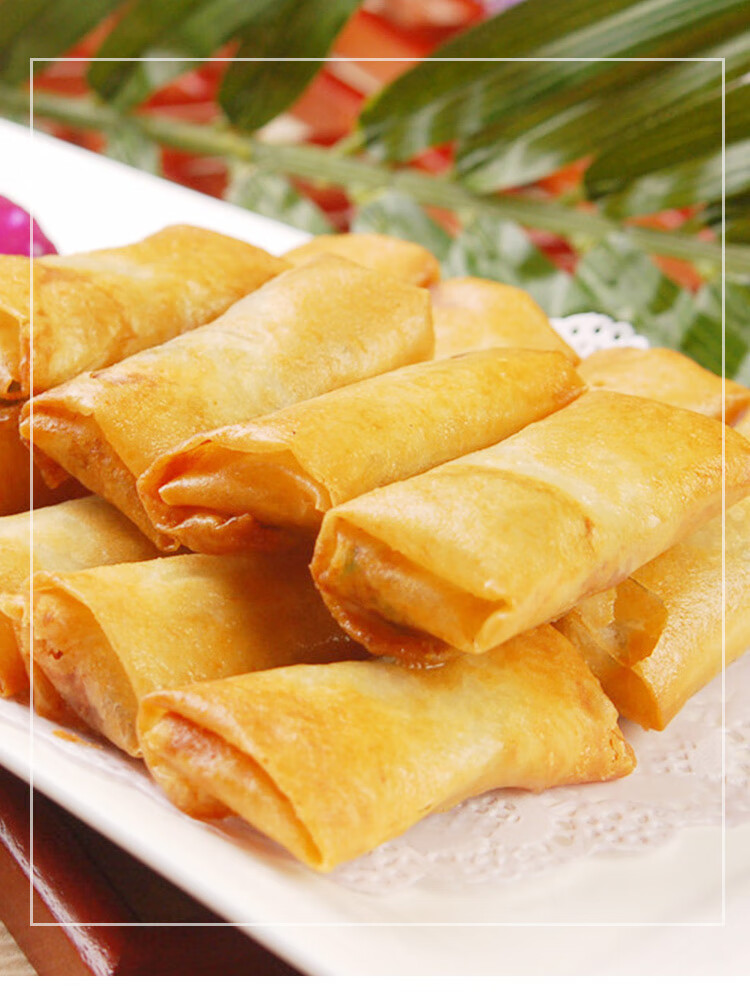 素馅春卷油炸半成品油炸小吃 新鲜速冻面点1000g口感酥脆