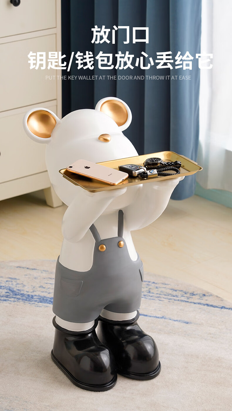 沙发旁边的摆设暴力熊摆件迎宾落地摆件客厅大型号轻奢电视柜旁边沙发