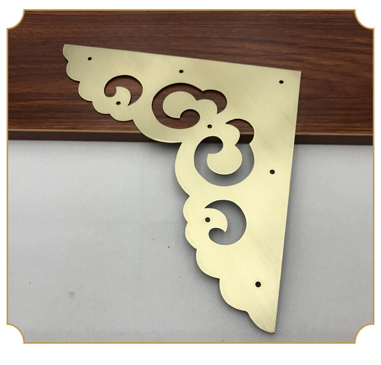 中式仿古家具铜配件包角铜护角单面镂空角花大门花如意大包角5号古铜