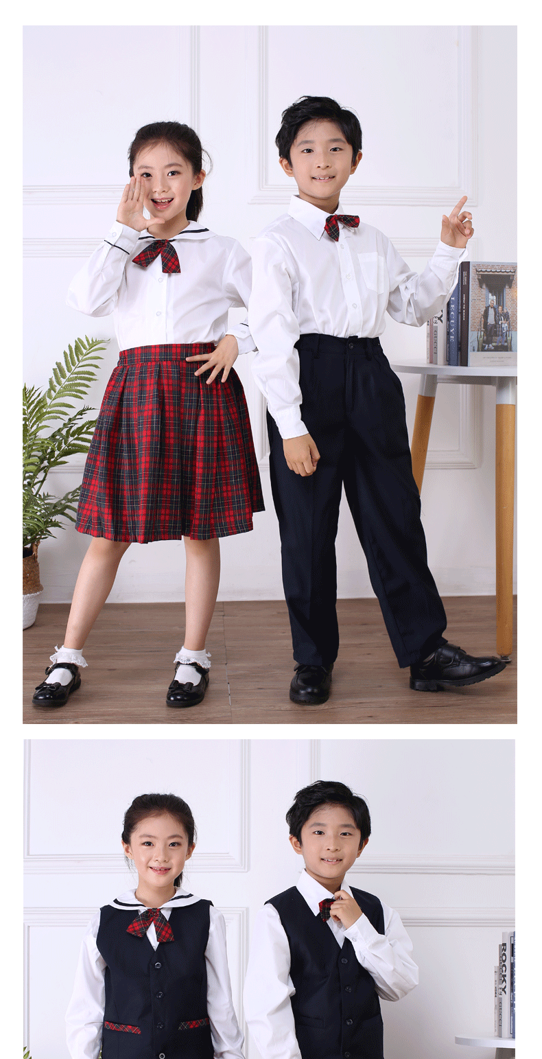 市小学生校服冬季深圳秋礼服套装男女学生统一礼服 小女白色普通裤袜