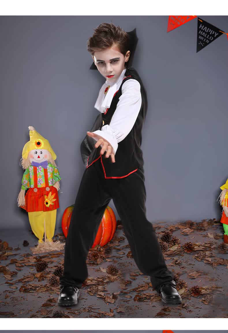 万圣节儿童服装海盗幼儿园男童骷髅吸血鬼衣服cosplay服饰演出服 杰克