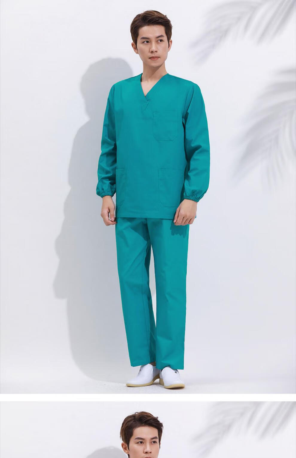 手术室洗手衣刷手服纯棉刷手隔离夏季薄款美容院护医生定制款女墨绿色