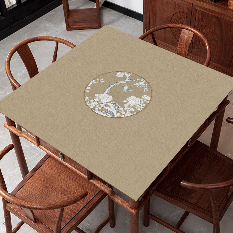 新中式正方形皮革桌布防水防油免洗八仙桌台布方桌中国风加厚防烫登辉