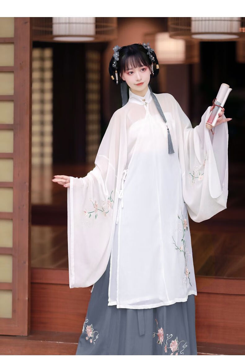 古装女汉服仙气原创明制汉服女立领长襦裙夏季薄款白菜仙气中国风云肩