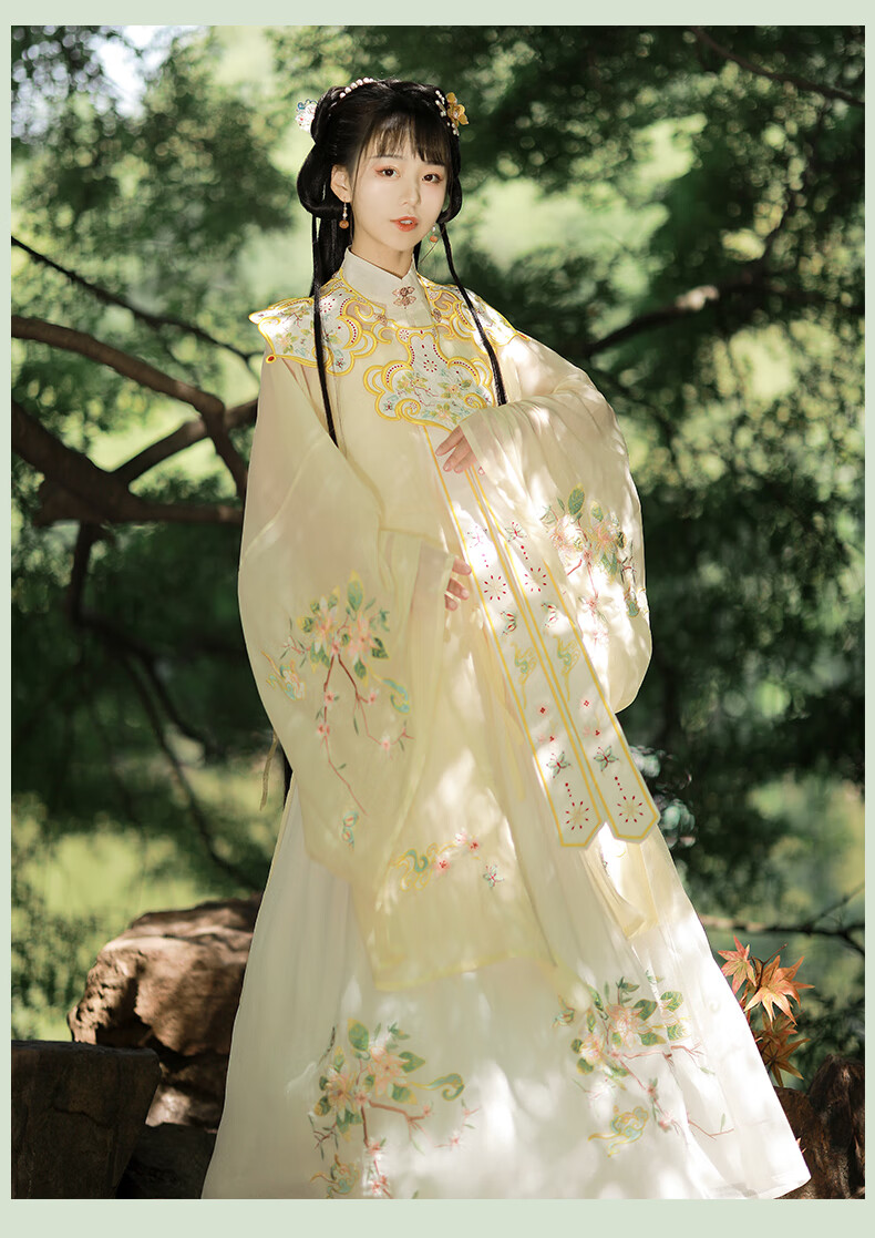 佰惠子古装汉服女成人明制三件套云肩立领长衫学生中国风秋冬款花语蝶