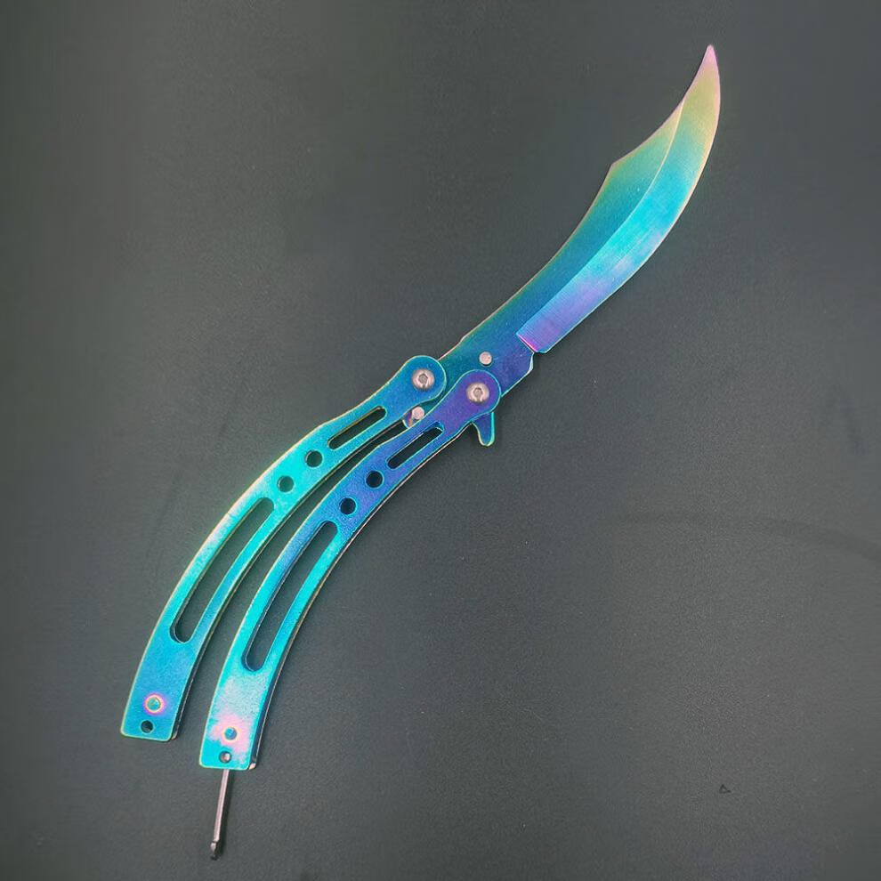 cs同款弯刀 csgo不开刃cs玩具帅气练习高颜值折叠刀军工csgo刀蝴蝶