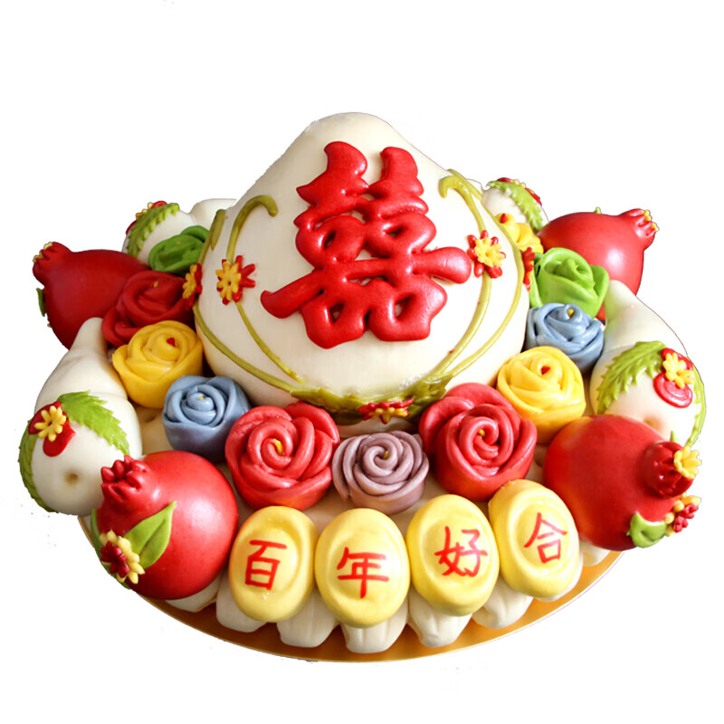 胶东花饽饽手工馒头馍馍礼盒喜饽饽庆典结婚馒头中式蛋糕4000g 【百年