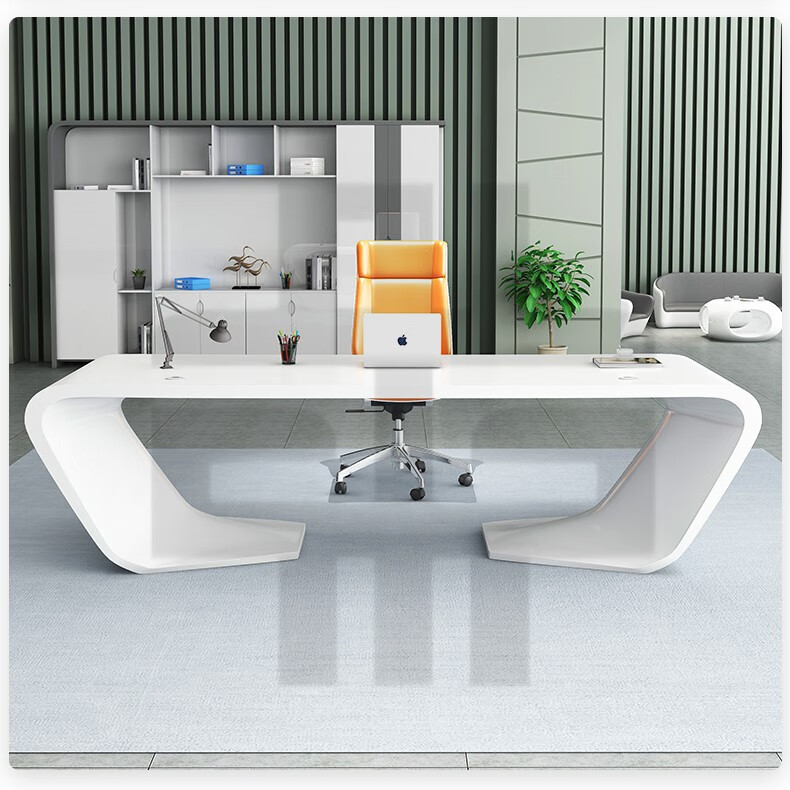 卡庭森(katingsen) 直播桌子老板桌简约现代白色烤漆医美咨询桌女士