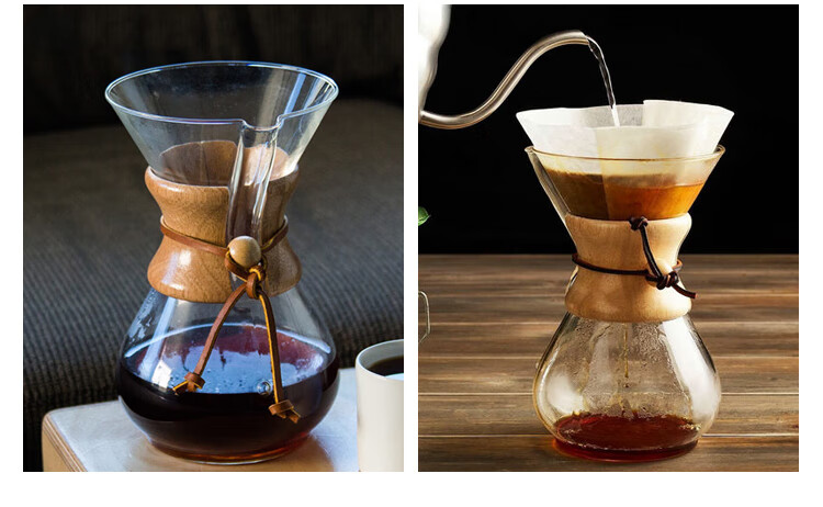chemex美国chemex木手柄皮带玻璃咖啡壶3人份6人份手冲壶3人滤纸6人